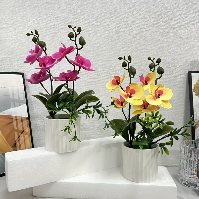 Double paquet de papillons orchidées artificielles avec 6 fleurs