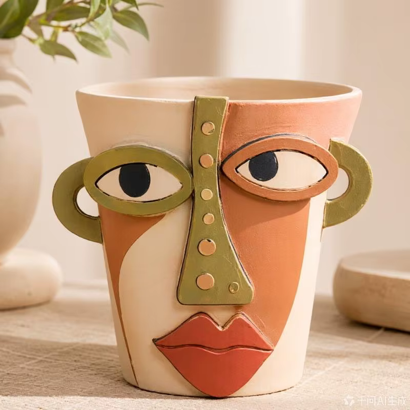 Pot jardinière à visage artistique M4YD