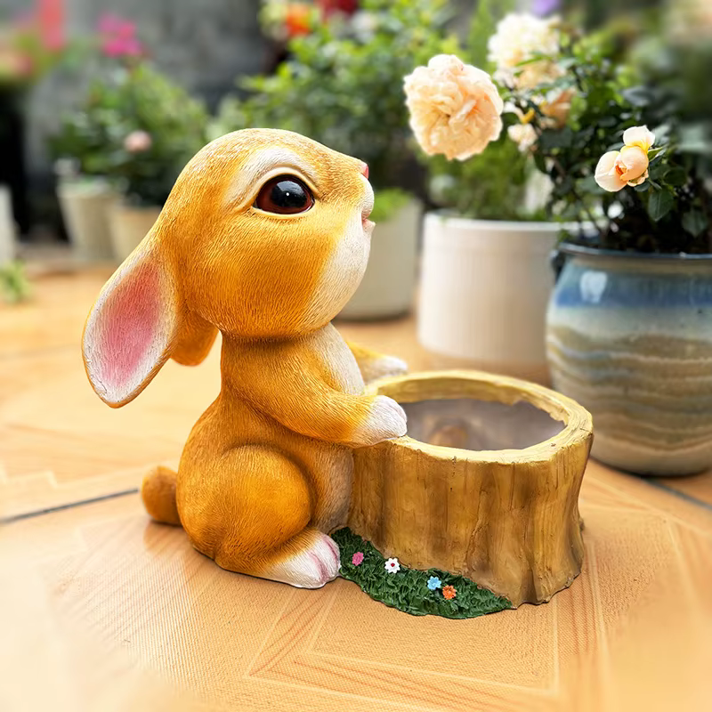 1 pièce Pot de fleurs lapin adorable en résine