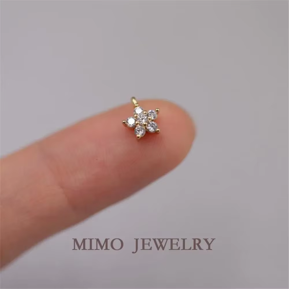 Pendentif anneau unique en forme de fleur dorée, plaqué cuivre or 14 carats, accessoire artisanal DIY