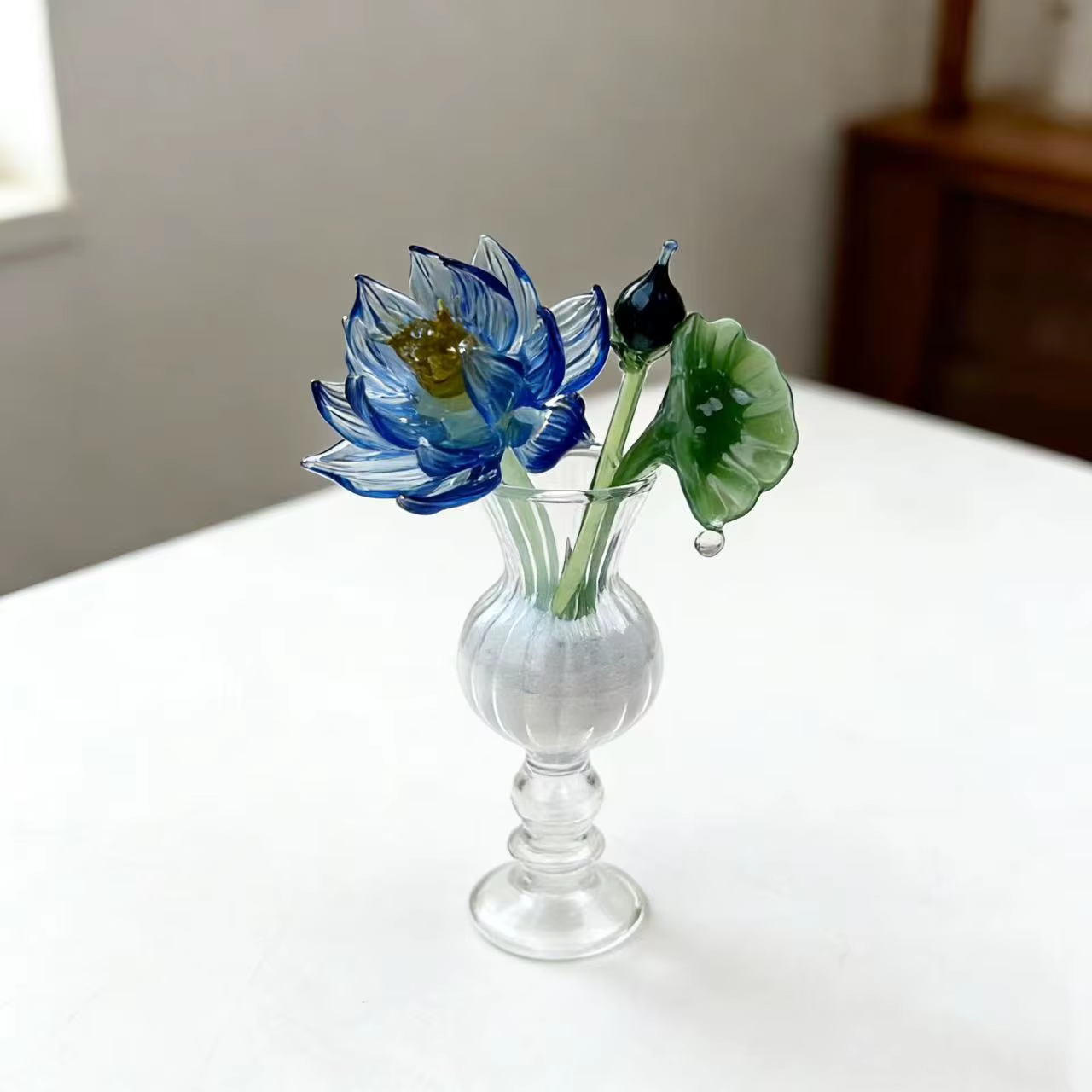 Mini décoration en verre en forme de fleur de lotus | Ornement
