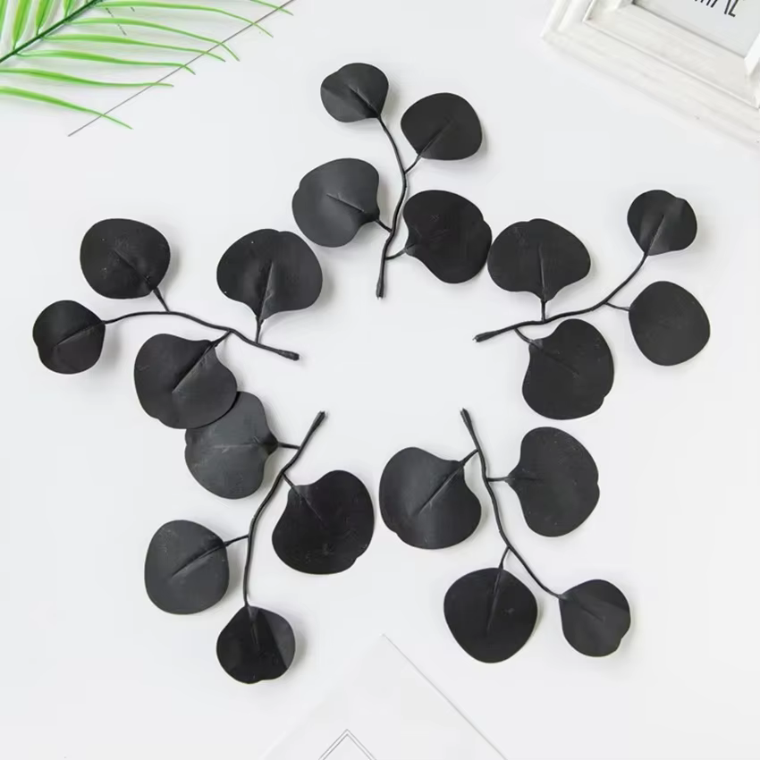 Plantes artificielles feuilles d'eucalyptus feuille de saule noir pour le festival mariage décoration de la maison bricolage craftswreaths accessoires bouquet