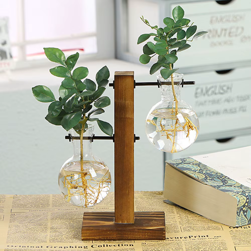 Vase à ampoules de jardinière de bureau en verre créatif