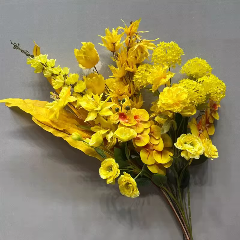 Plantes de fleurs artificielles série jaune
