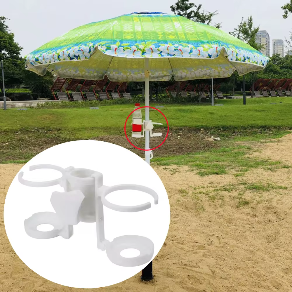 Porte-boissons pour parasol de plage, plateau à tasses Portable pour bord de piscine/bateau, accessoire de Patio en plastique avec pince réglable pour Parasols