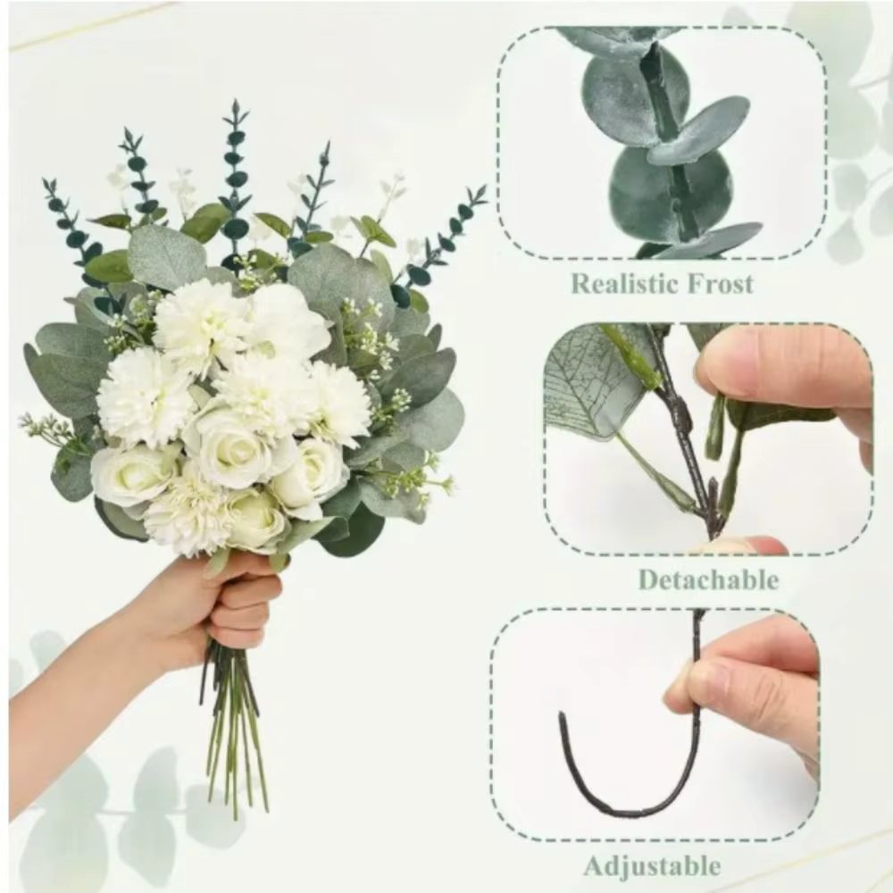 70 PCS Nouveaux Bouquets de Fleurs Artificielles en Feuilles d'Eucalyptus Décoration Maison DIY Arrangement Floral Mixte en Gros