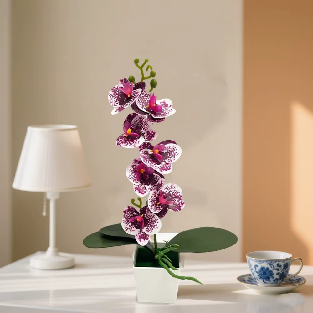 7 Fleurs d'orchidées artificielles en pot