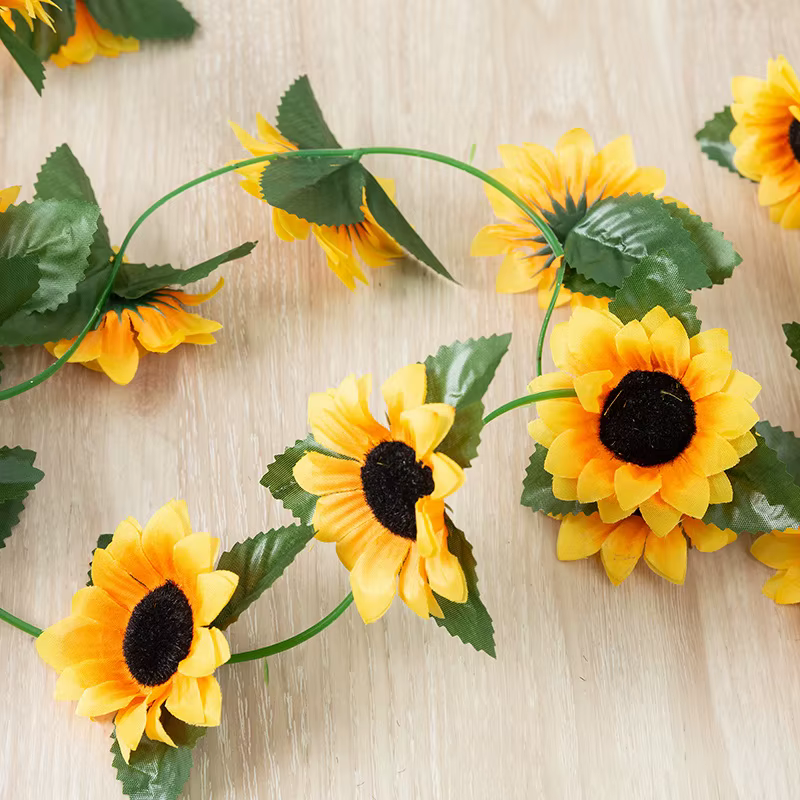 250cm soie tournesol lierre vigne fleurs artificielles tenture murale guirlande clôtures de jardin maison mariage décoration de noël fausse plante