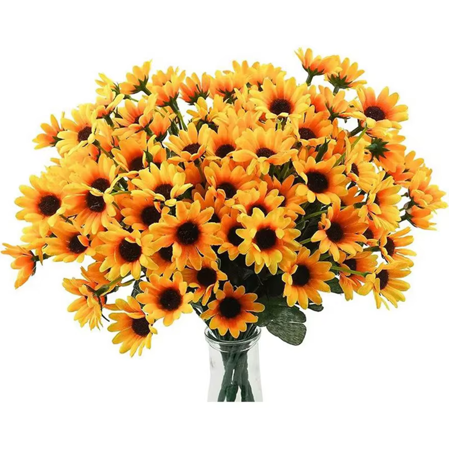 Fleur artificielle Soie Jaune Petite Marguerite Haute Qualité Mariage Bouquet De Mariée Maison vase table Bricolage Cadeau Boîte Scrapbook Décoration