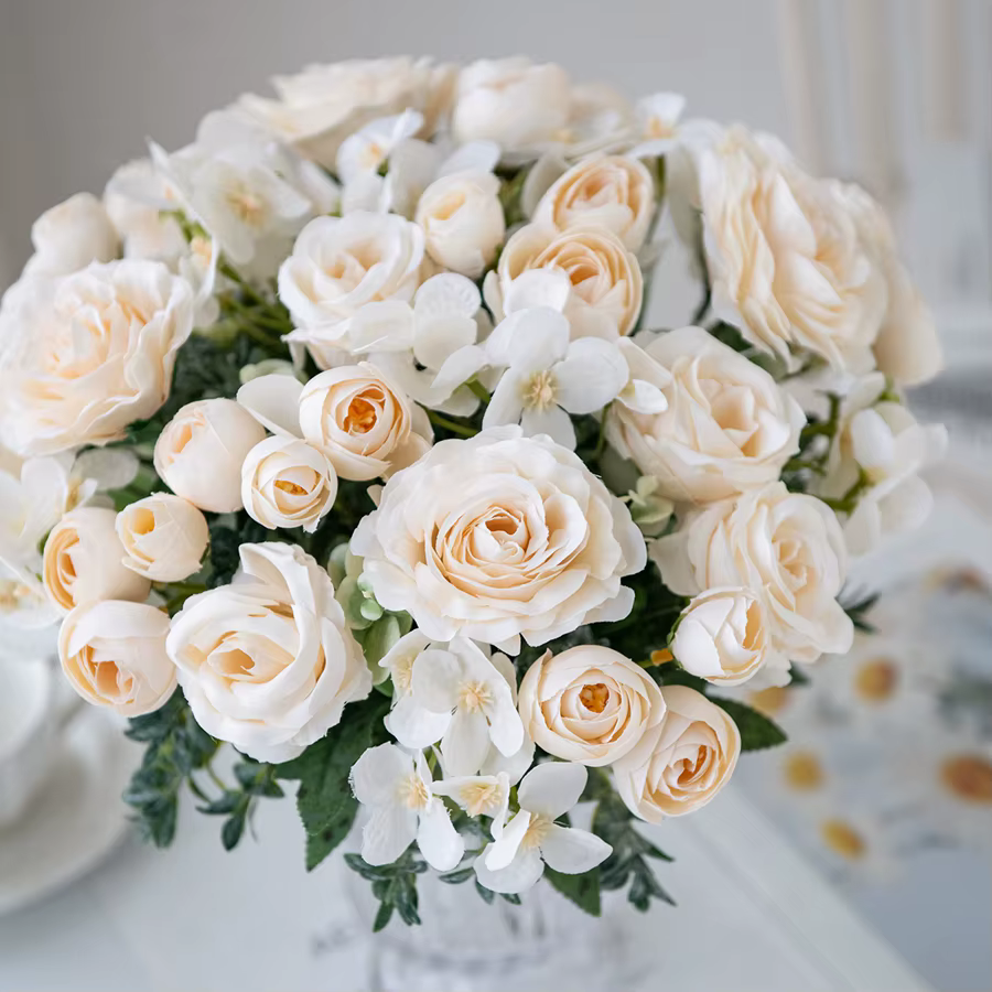 Fleurs artificielles de Haute Qualité Soie Rose Festival Maison Chambre Brial Accessoire De Mariage Couronne En Plein Air Cour Arche Décoration Cadeau
