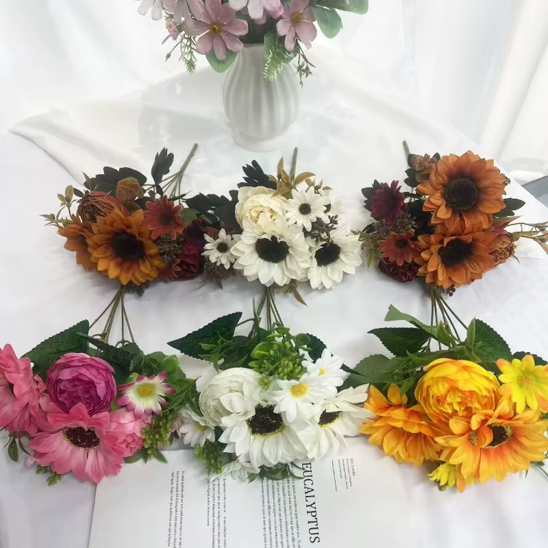 Bouquet de chrysanthème tournesol en soie