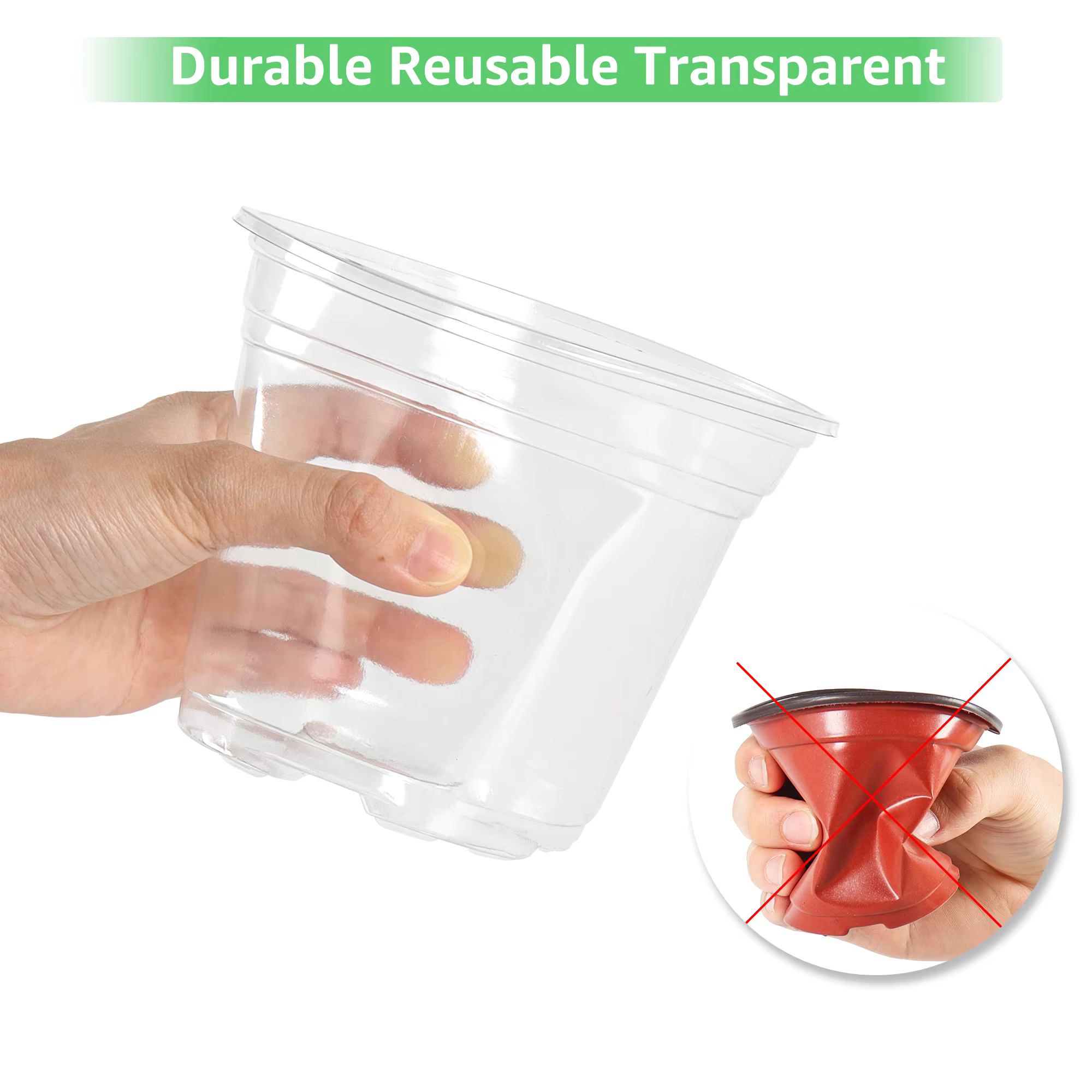 Pots de pépinière transparents de 3.5/4/5 pouces