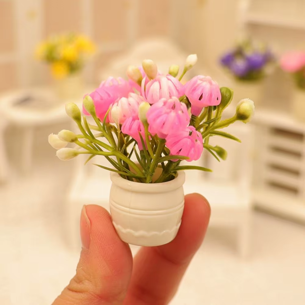 Lot de 3 mini-vases de simulation pour maison de poupée 1:12