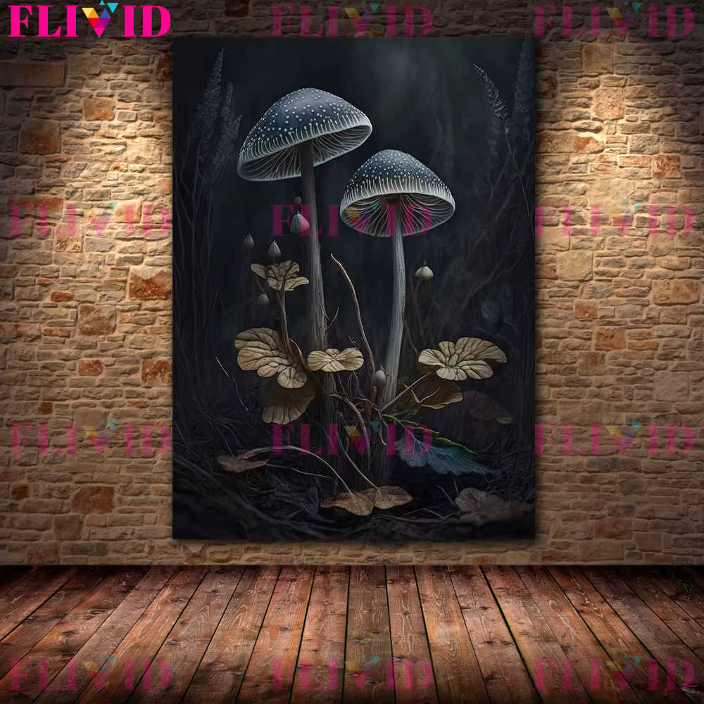 Peinture sur toile d'art mural floral botanique sombre