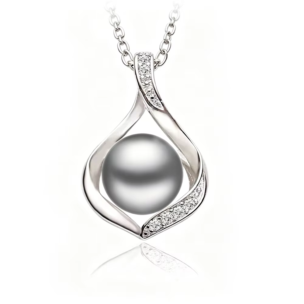 Pendentif en perles noires d'eau douce naturelles pour femmes, collier en argent 925 avec perles blanches et roses, cadeau d'anniversaire pour mère et femme