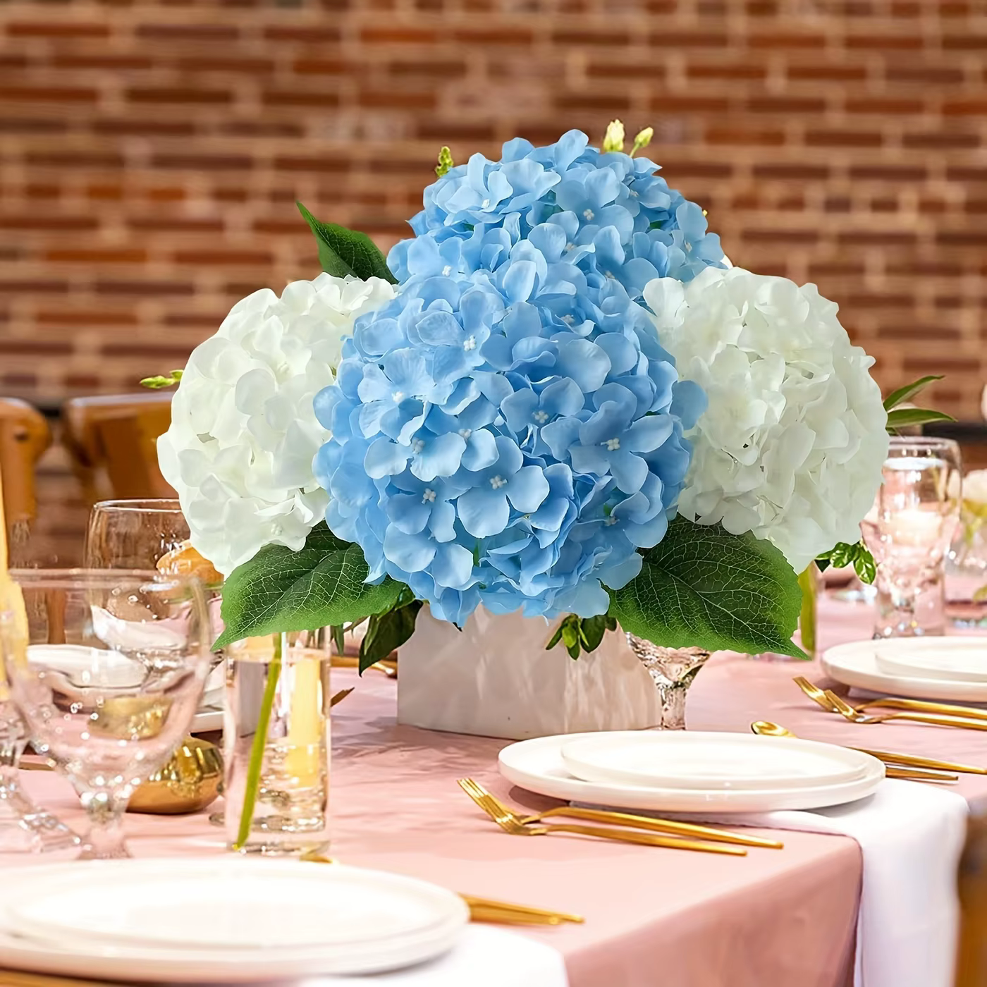 6 grandes fleurs d'hortensia artificielles