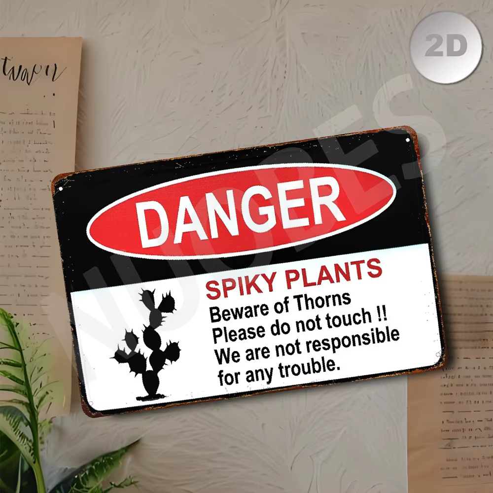Panneau de signalisation de danger en aluminium plat 2D en forme de cactus