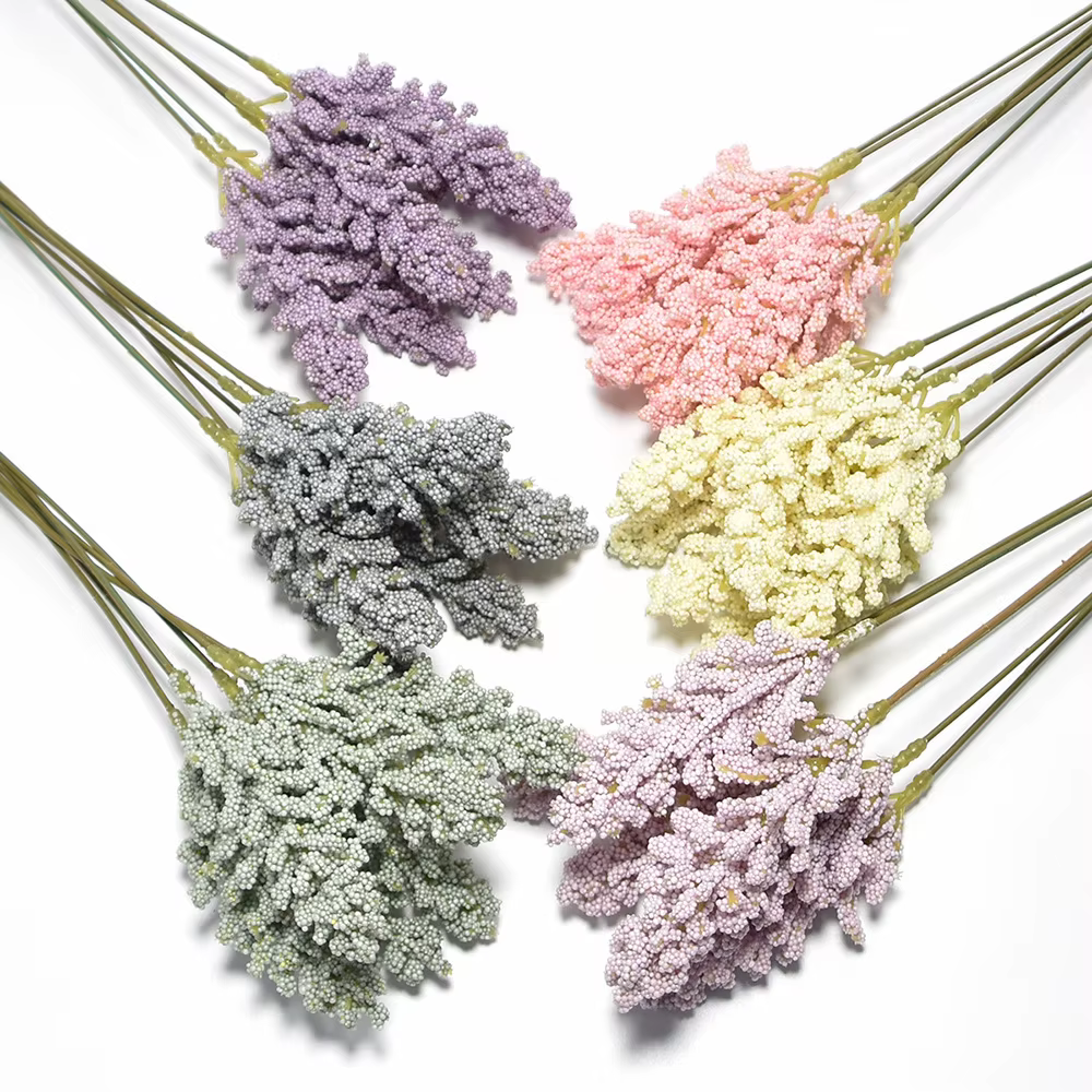 6 pièces/lot PE lavande fleurs artificielles fausses plantes manuel bricolage arrangement floral maison chambre jardin décoration de mariage