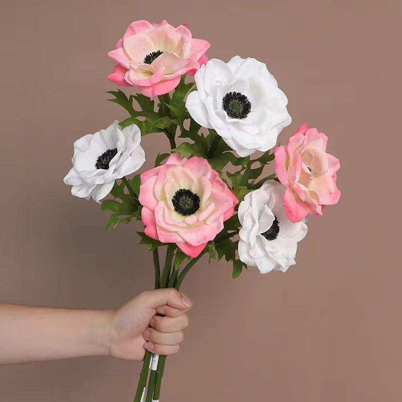 Anémones artificielles roses de mariage