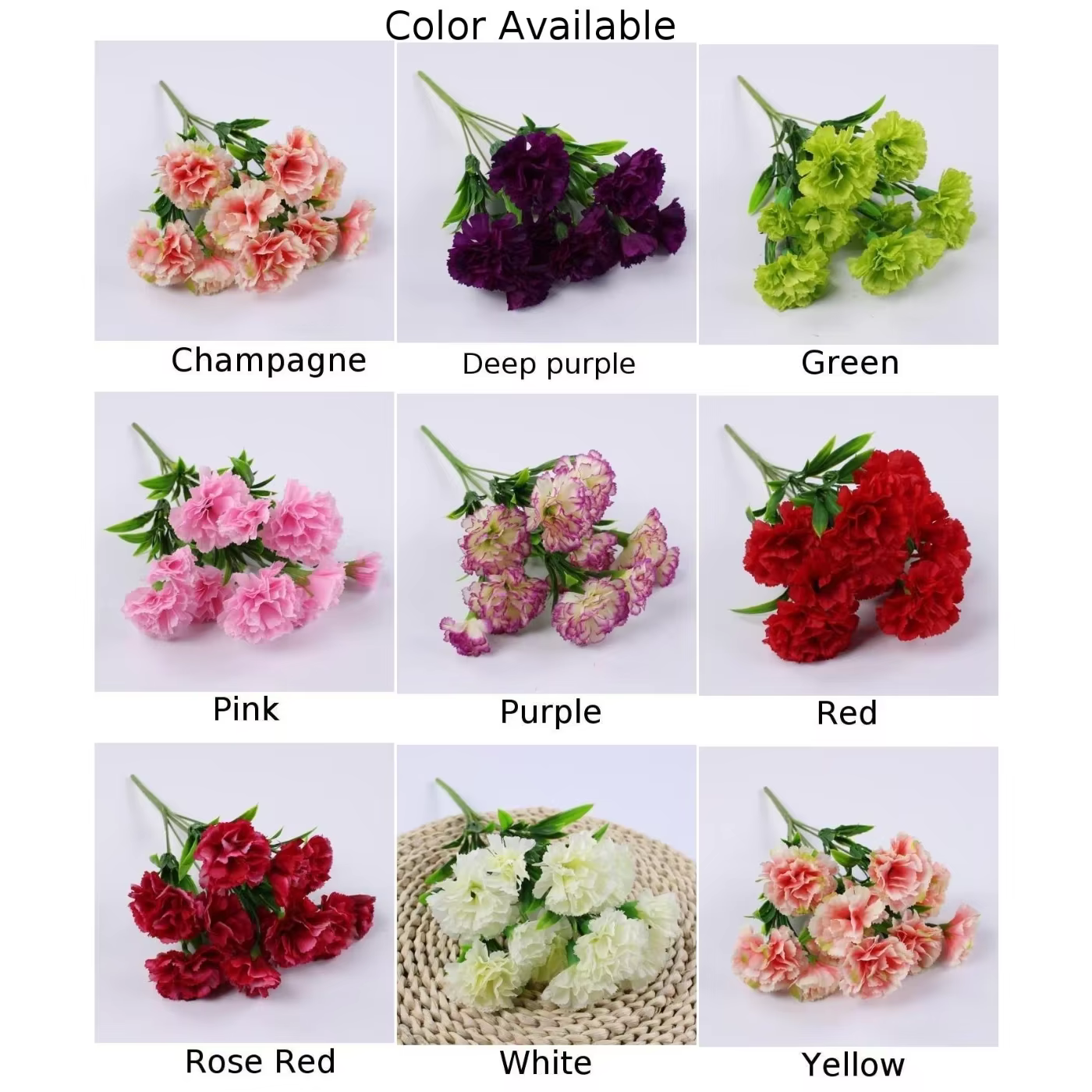 Fleurs artificielles d'oeillet à 11 têtes