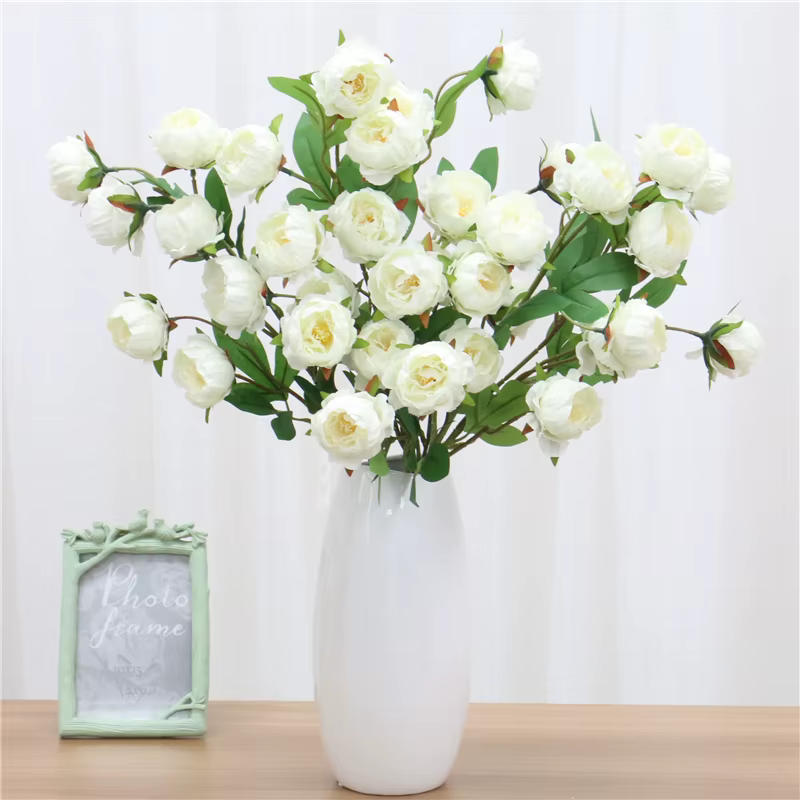 7 têtes de pivoines artificielles