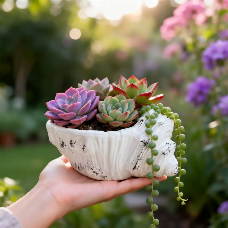 Jardinière succulente en résine artistique
