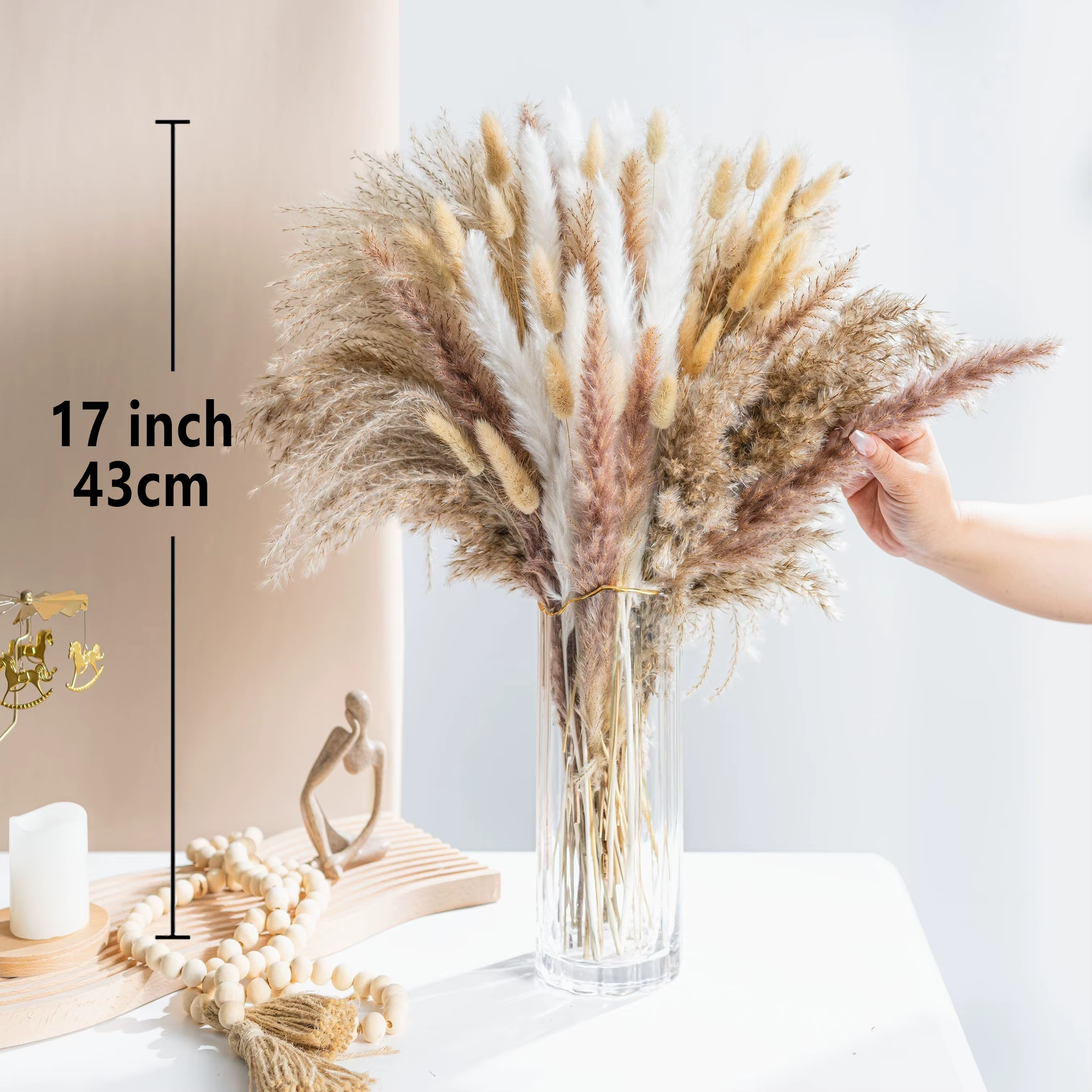 102 pièces fleurs séchées Pampas lapin queue