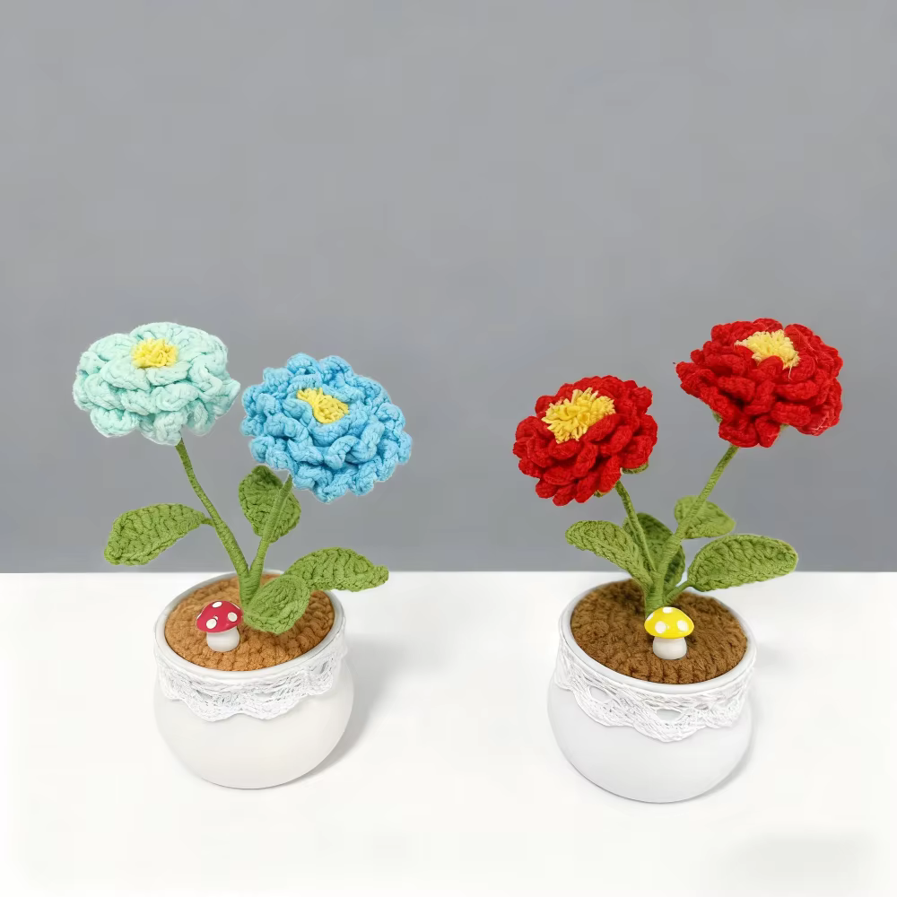 Pivoine au Crochet faite à la main en pot