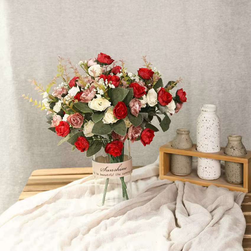 Rose artificielle en soie