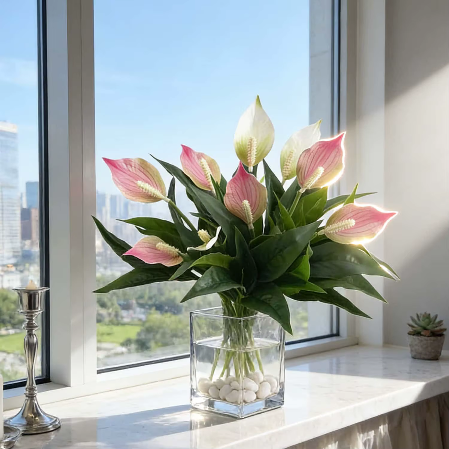 1/3 pièces plante de lys de paix artificielle Spathiphyllum réaliste pour jardin Patio balcon été vacances de mariage intérieur extérieur décor
