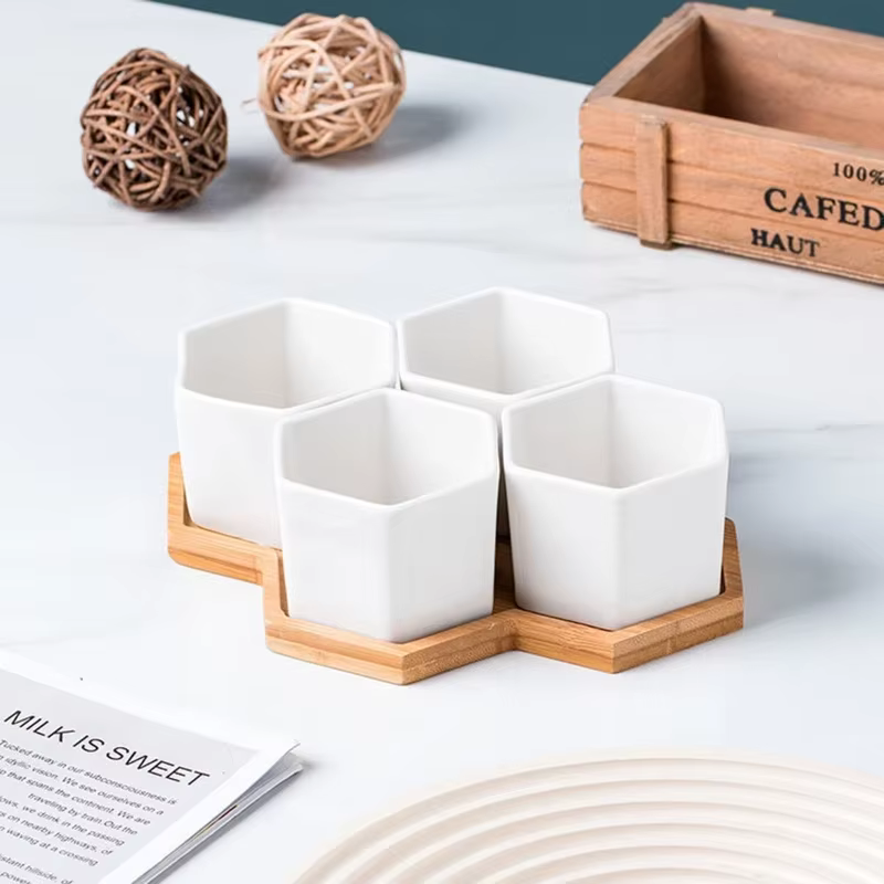 Plateau multi-bambou, soucoupe en bois