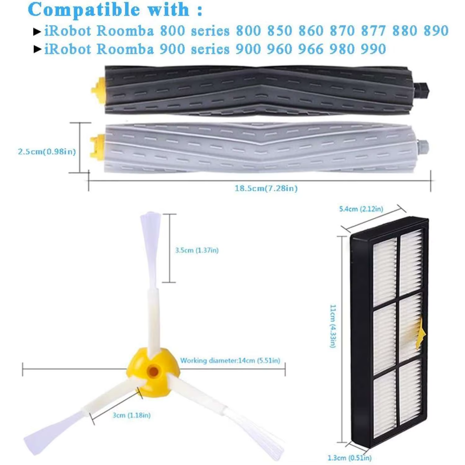 Pièces détachées et accessoires pour iRobot Roomba séries 800/900 (800, 850, 860, 865, 866, 870, 880, 886, 890, 900, 950, 960, 965, 966, 967, 970, 980, 996)