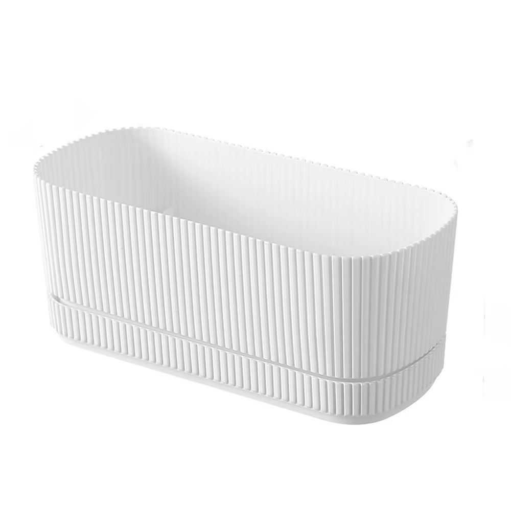 Pot de fleurs auto-arrosant double couche en plastique, vase de bureau, pot de plantes paresseux épaissi avec trou de drainage, conteneur pour légumes