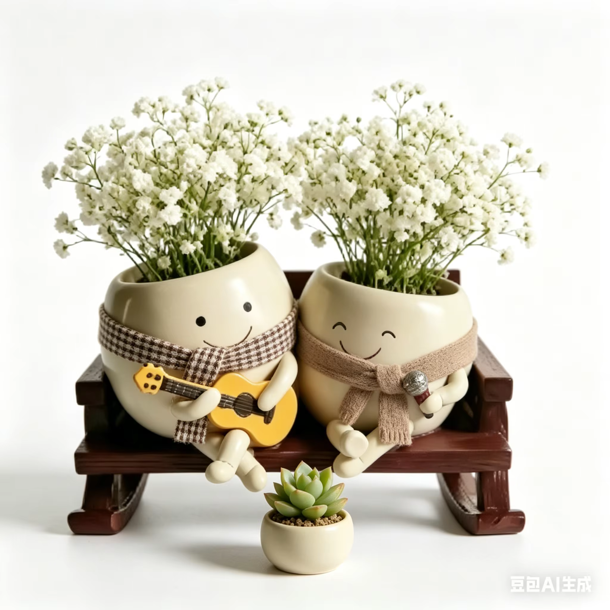 Pot de fleurs en résine en forme de cœur