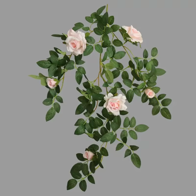 Plante verte artificielle de vigne de roses en rotin