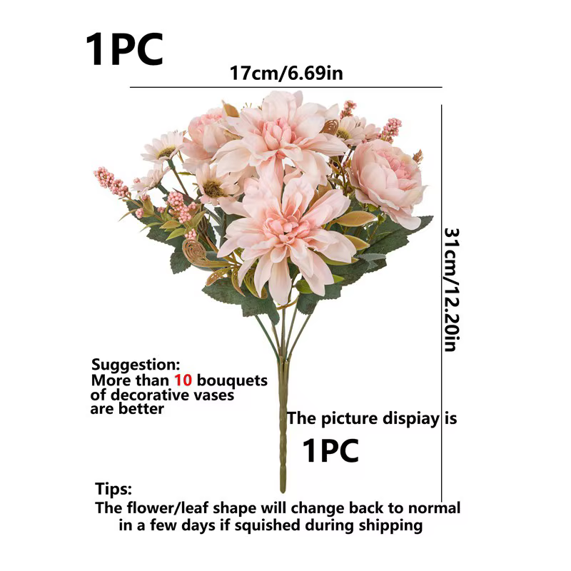 Fleurs artificielles soie Dahlia Rose marguerite saint valentin maison RoomDecoration bonsaï salle mariage mariée Bouquet fête bricolage offres spéciales