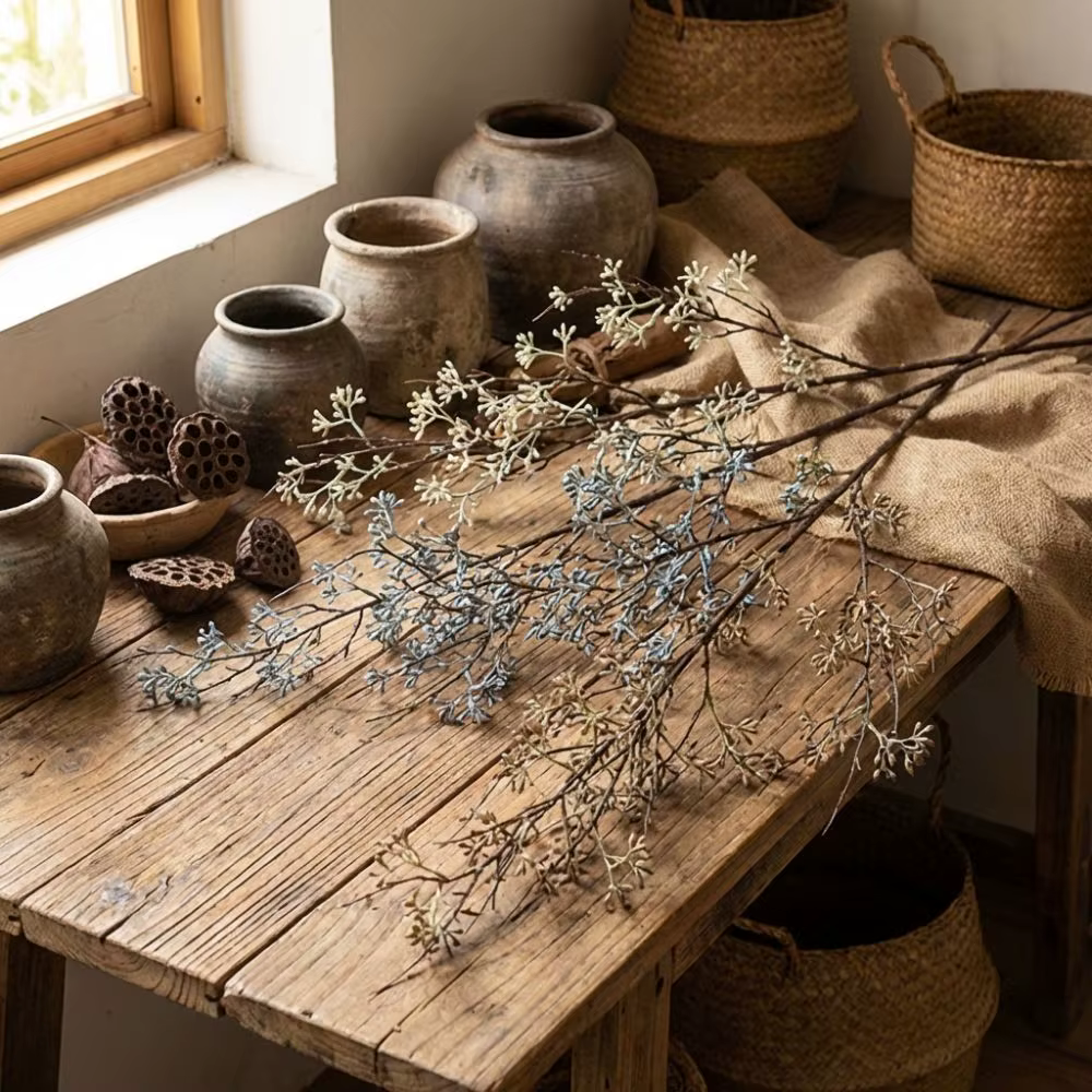 Branche d'eucalyptus artificielle faite à la main avec baies