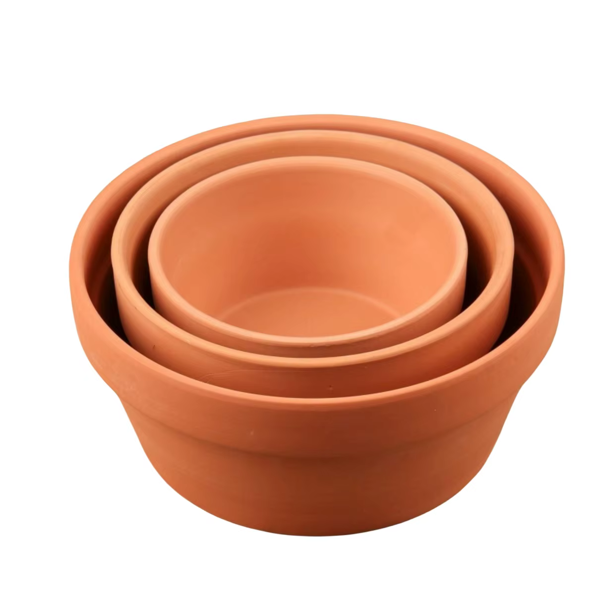Pots peu profonds en terre cuite