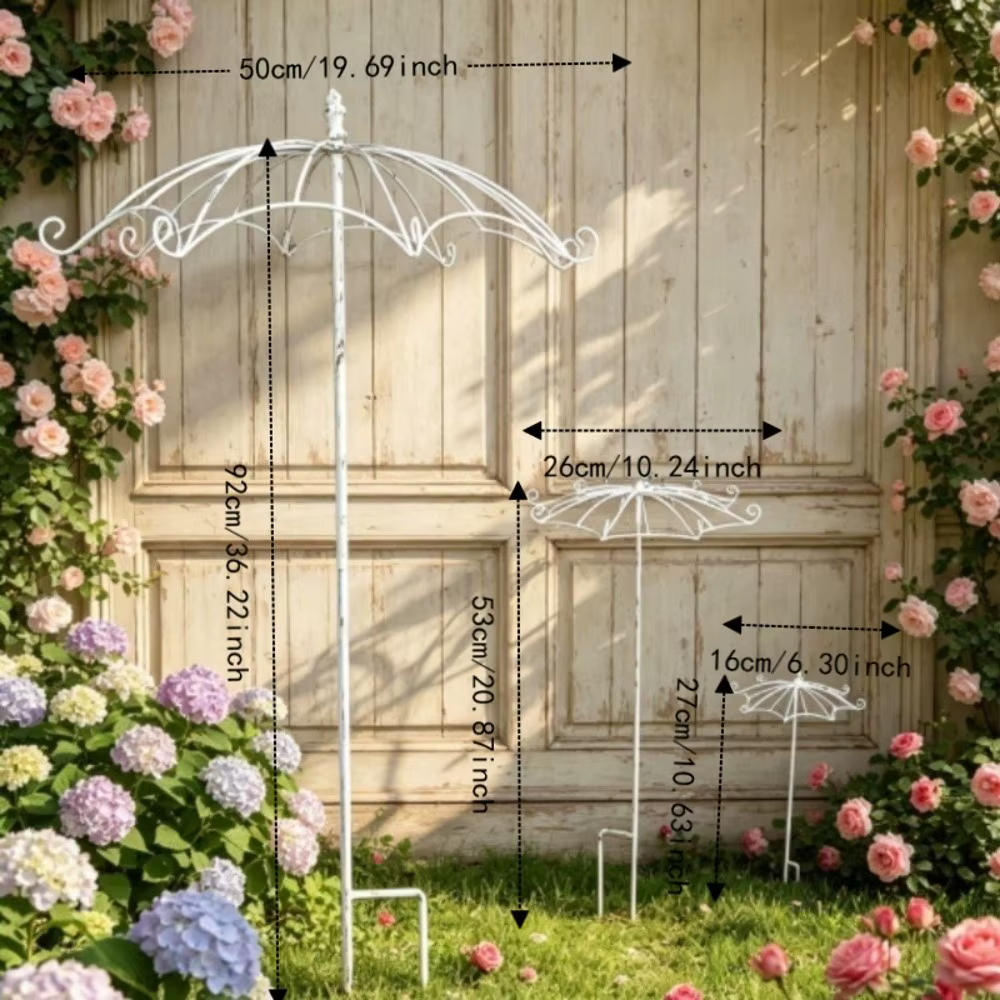 Treillis en forme de parapluie pour arrangement floral, support décoratif ajouré en fer, style rustique, pour plantes grimpantes, jardin de villa