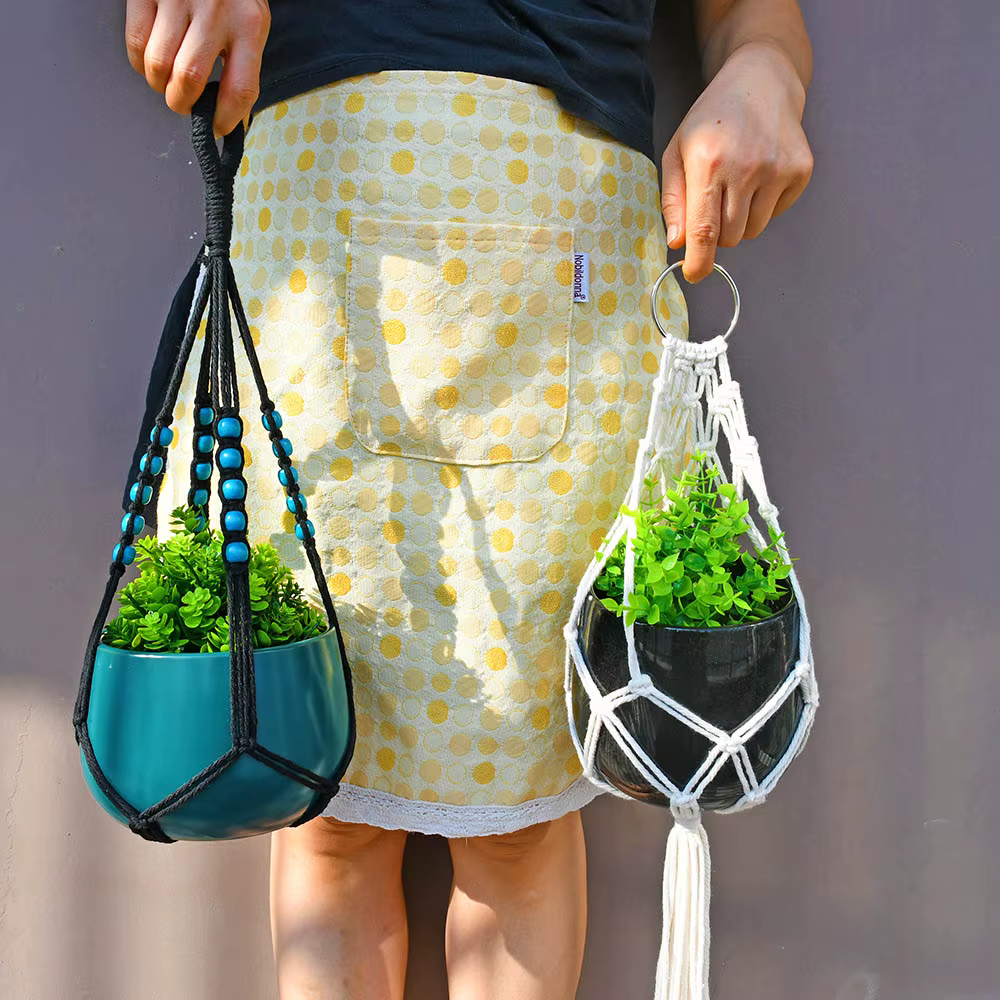 Porte-plante en macramé bohème