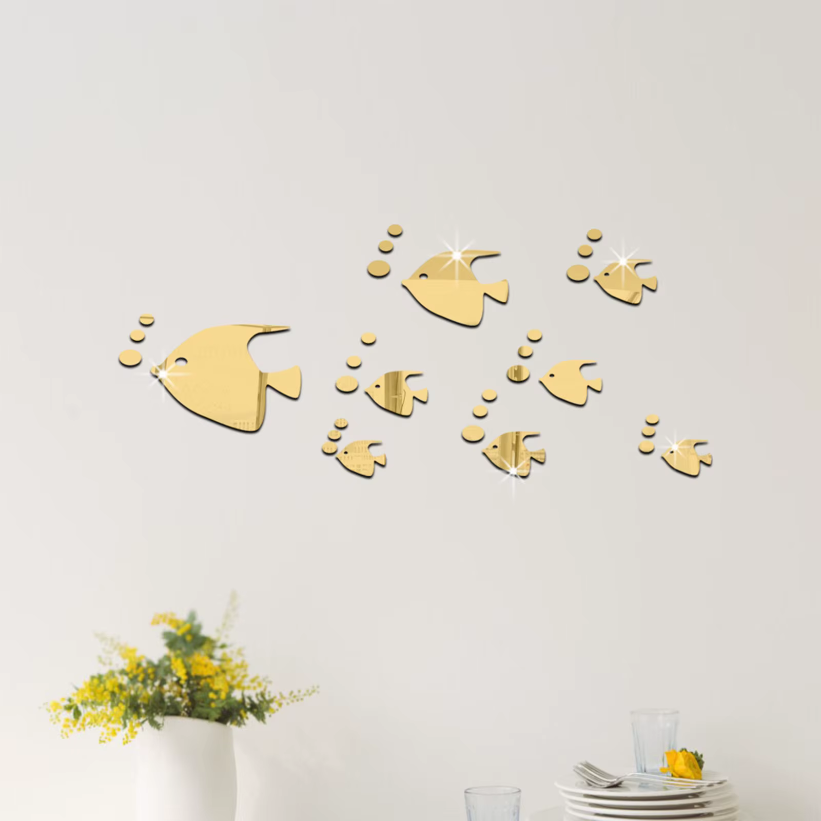 Autocollants muraux miroir en acrylique fleur