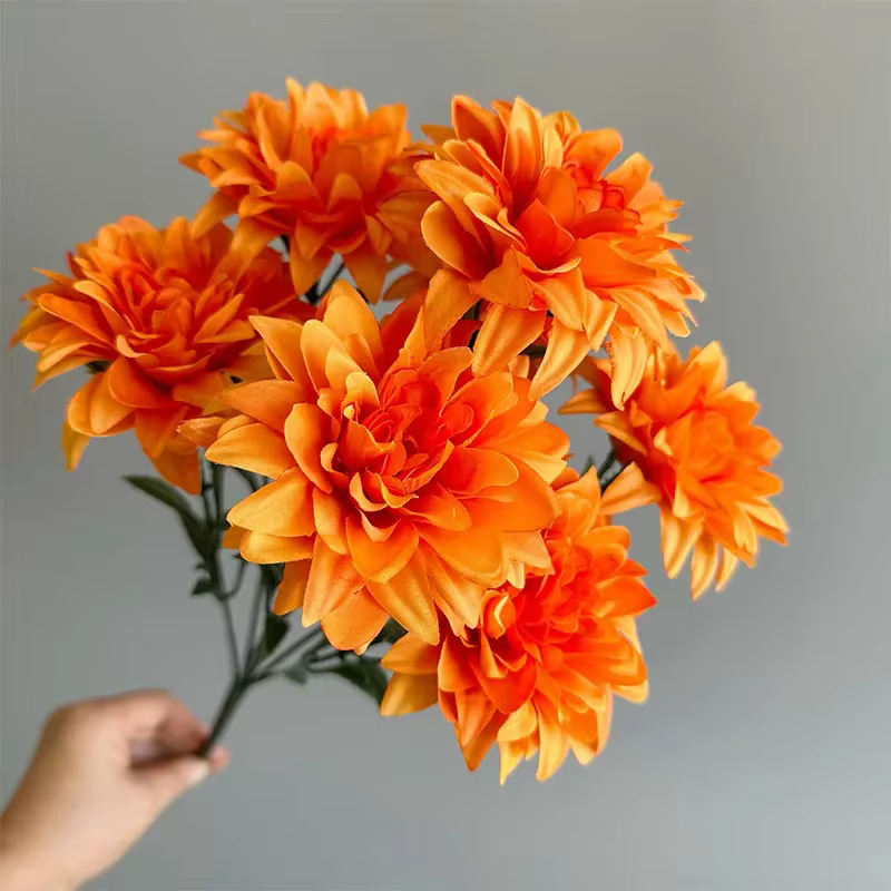 Bouquet de fleurs de Dahlia artificielles à 7 têtes