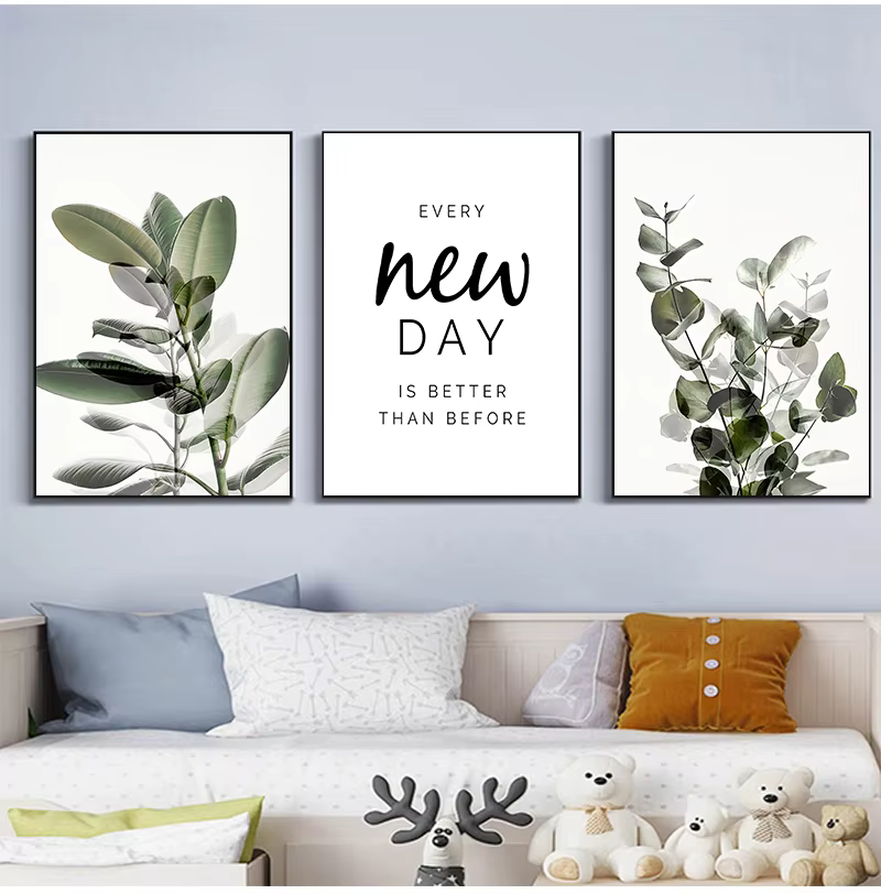 Affiche murale imprimée de feuilles de plantes vertes