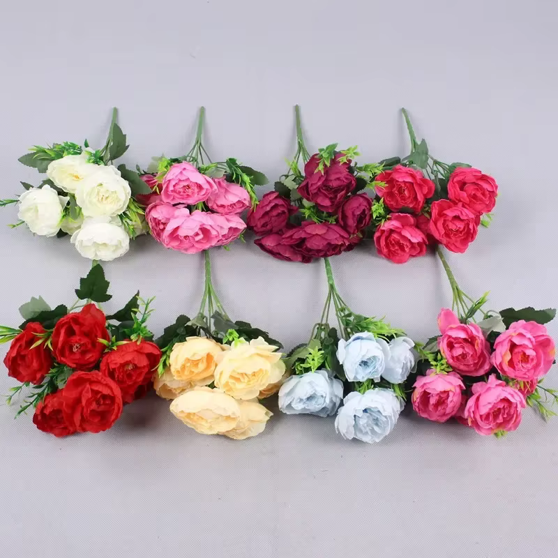 Fleurs de pivoine artificielles d'automne à 6 têtes