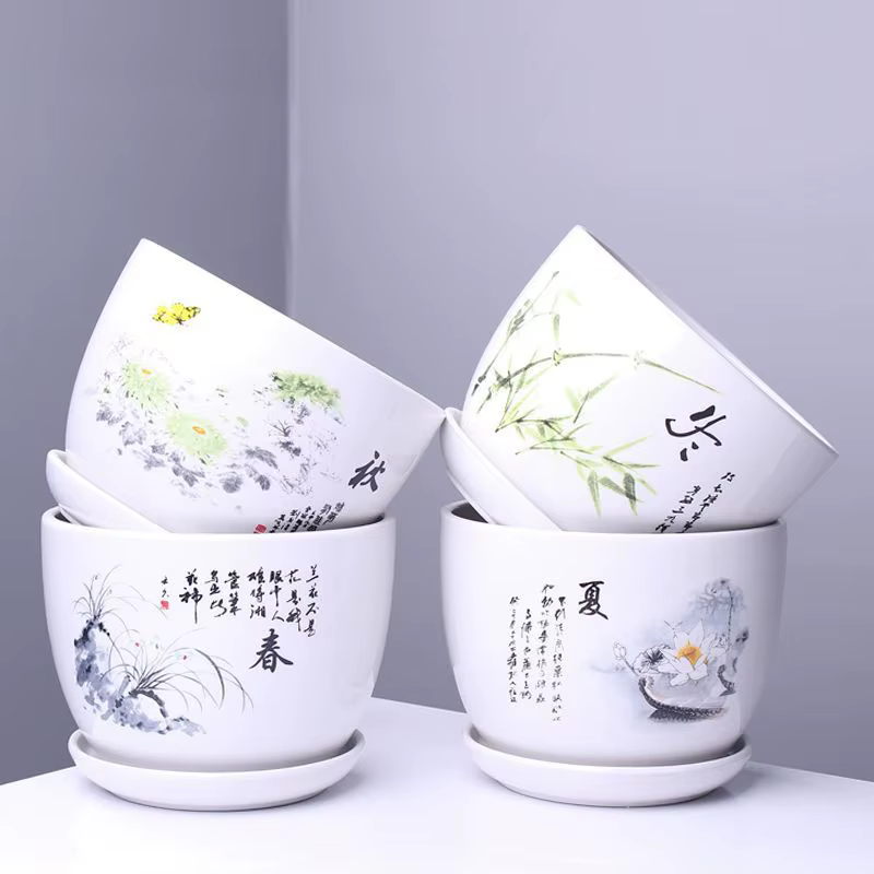 Chine Jingdezhen-Pot de fleur en céramique vintage