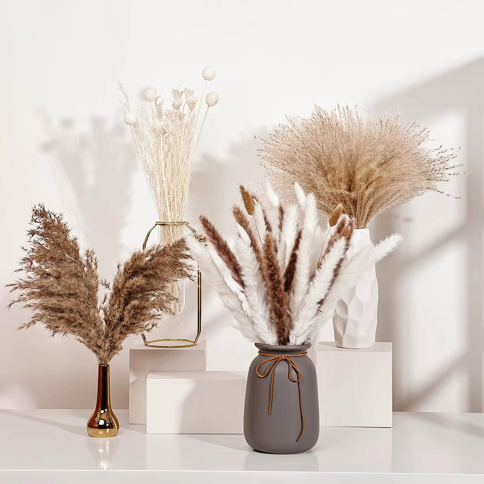 Fleurs séchées naturelles Pampas Gypsophila queue de lapin Bouquet maison salon décor fleur artificielle Pampa décorations de fête de mariage