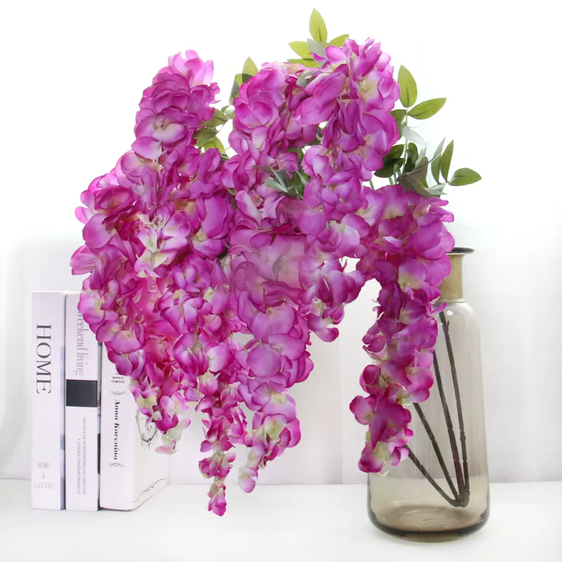 Guirlande de fleurs artificielles de glycine pour décoration murale