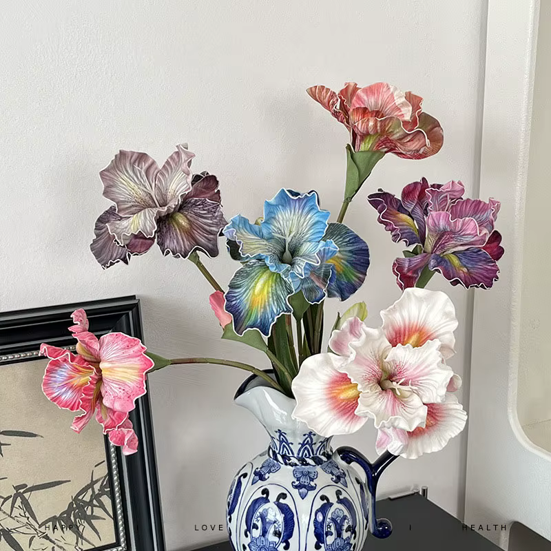 Uflower 45 cm fleur artificielle Rose Bouquet Iris Alice EVA sensation fausse