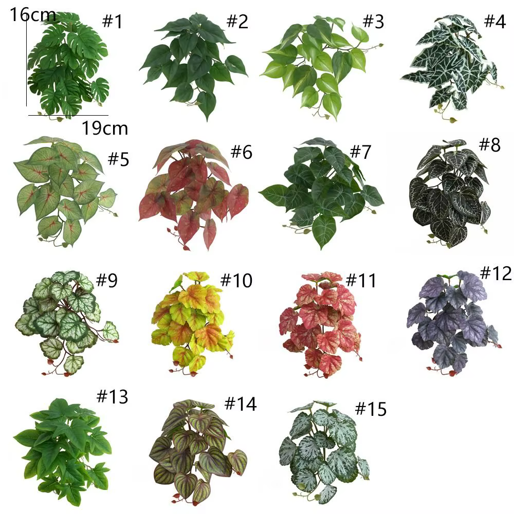 23 feuilles de plantes vertes artificielles