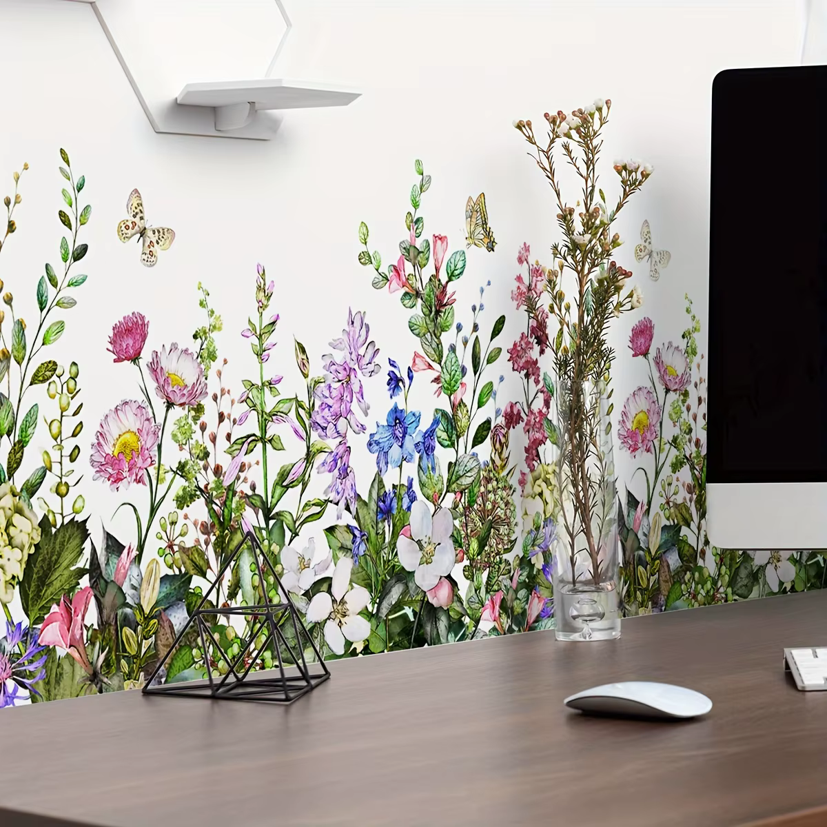 2 feuilles d'autocollants muraux – Designs floraux et botaniques pour un ambiance intérieure sans effort pour chambre à